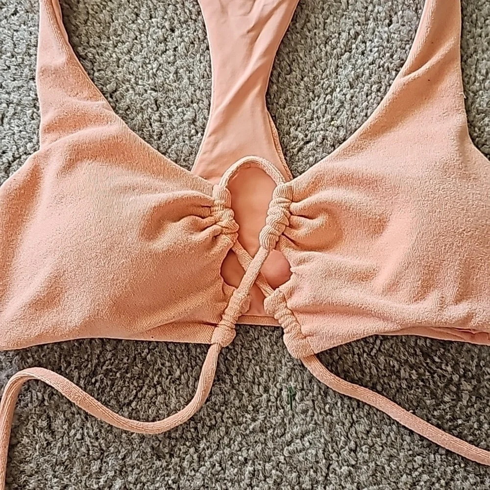 L Space Tangy Orange Terry Dax Bikini Top Size Small